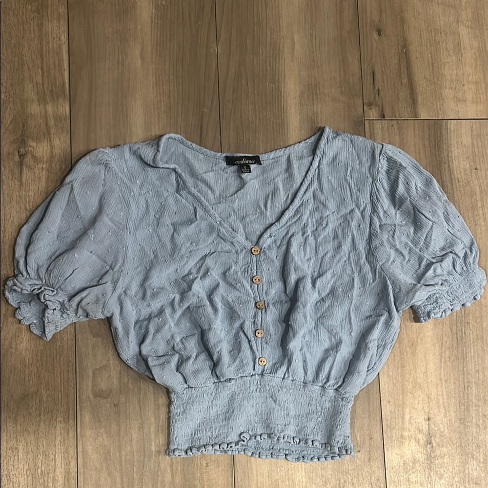 Blue Button-Up Women's Top